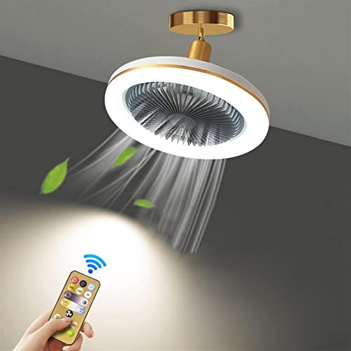 BESTXH Ventilatori da Soffitto con Luci, Ventilatore da Soffitto con Testa Universale, Telecomando Piccolo Ventilatore Illuminazione Plafoniera da Cucina Dimmerabile,Grigio