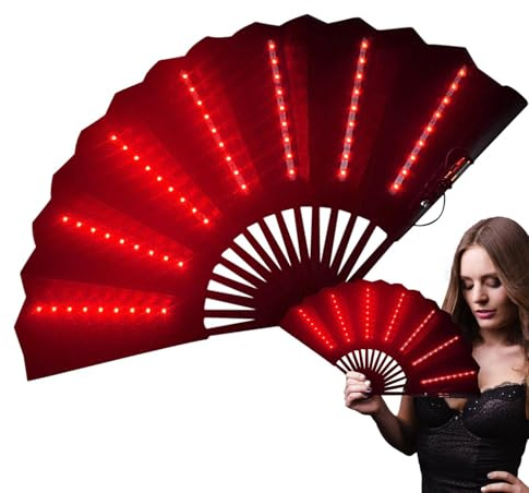 Salyeeluly Faltbarer Ventilator mit LED-Licht, Festival-Faltventilator für, tragbarer Reise-Handventilator, Zubehör für Karneval, Bühne, Bar, Fotografie