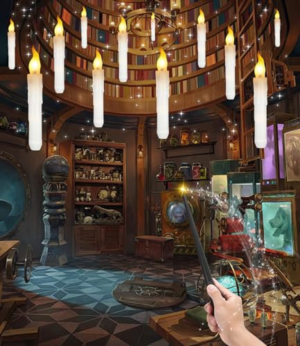 SinLaw Bougies à LED Flottantes, Lot de 12 Bougies Flottantes Magiques à Suspendre avec Baguette, Bougie sans flamme LED avec télécommande,Bougies à piles pour Noël, les mariages, Halloween