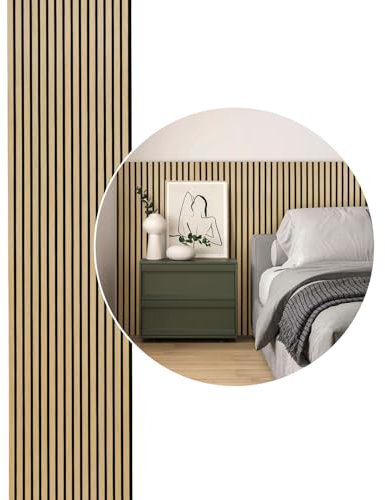 ISOISL Panneaux acoustiques en bois - 0,72 m² - 1 jeu de 120 x 60 cm - Revêtement mural 3D - Panneaux muraux en feutre - Chêne naturel pour salon, bureau à domicile, studio