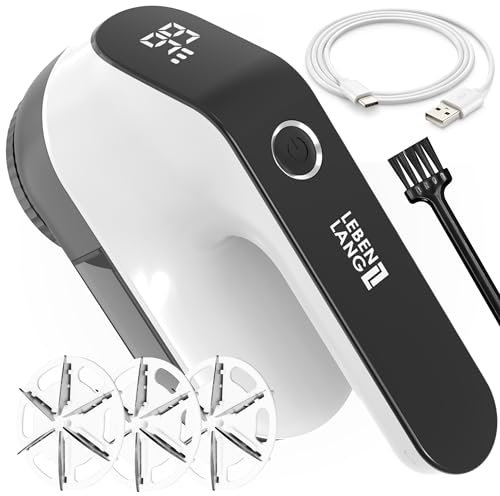 LEBENLANG Leva pelucchi elettronico ricaricabile 2000mAh – Incl. Display LED & Spazzola per Pulizia | Togli rimuovi maglioni Tira peluche Fino a 2 ore di autonomia Macchinetta levapelucchi elettrico