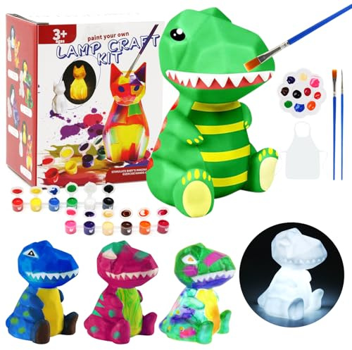 LEADSTAR Kit de Pintura Lámpara Nocturna 3D de Dinosaurio, Juego de Manualidades para Niños y Niñas de 6 a 12 Años, Regalo Creativo Cumpleaños para Niñas 6 7 8 9 10 11 12 Años, Juguete Dino Pintura