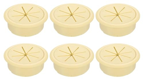QUARKZMAN 6 stycken skrivbordsmatning, 1,97 tum 50 mm skrivbordskabelhålsskydd, skrivbordskabelhål insats för hemmakontor bord skåp kabelorganisatör, beige