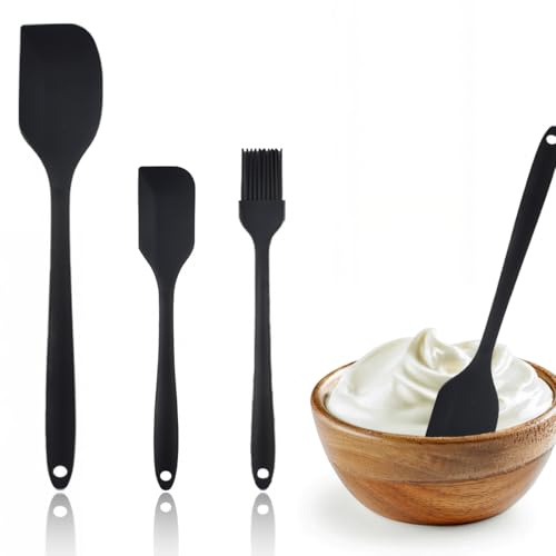 Pinceau de Cuisine,3pcs,Pinceau Patissier Silicone, une spatule en silicone, ustensiles de cuisine, Pinceaux de Barbecue en Silicone, Résistant à la Chaleur, pour Cuisiner, Barbecue, Gâteaux, Cuisson