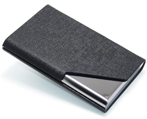 JRYXDS Porta Biglietti Da Visita Portatile In Metal Porta Biglietti Da Credito In Acciaio Inox Con Fibbia Magnetica Per Uomini E Donne(Nero)