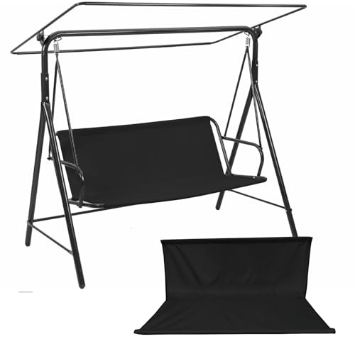 Funda de Asiento para Columpio de Jardín, Cubierta de Banco para Asiento, Funda de Repuesto para Silla Mecedora Exterior Patio, Balcón, Banco (Negro, 148x50x50cm)