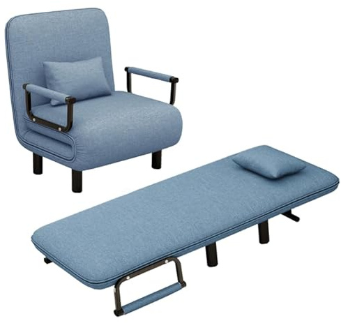 Sofá cama plegable convertible,reclinable plegable 3 en 1 con respaldo ajustable en cinco posiciones,cómodo sofá cama individual,reclinable con almohada,adecuado para sala de estar,oficina Light blue