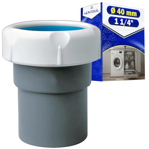 Muffe für Waschmaschine Abfluss Adapter Ø 40 mm mit Gewinde 1 1/4” aus PVC - MONTERAL