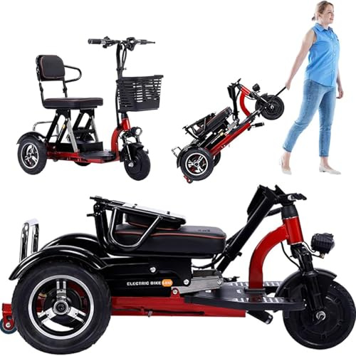3-rädriger Mobilitätsroller leicht zu manövrieren Mobilitätsroller für Erwachsene Faltbares leichtes 3-Rad-Design Mit Korb und Bequemer Sitz für ältere Menschen und Behinderte (A)