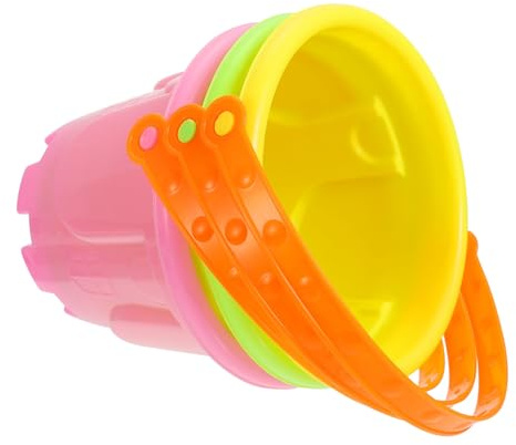 MAJORMENCH 3 pezzi Secchielli Spiaggia in Plastica per Mini Secchiello Giocattolo per Sabbia Materiale Durevole e Sicuro per Giochi Spiaggia Ragazzi e Ragazze Colore Casuale Colore Casuale