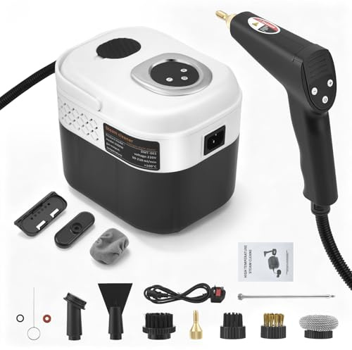 Limpiador Vapor, 2500W Limpiador Vapor PortáTil con 6 Niveles de Potencia, 1.7L de tanque, 15 Accesorios, Limpiador a Vapor de Mano para baños, cocinas, ventanas, coches y cortinas.