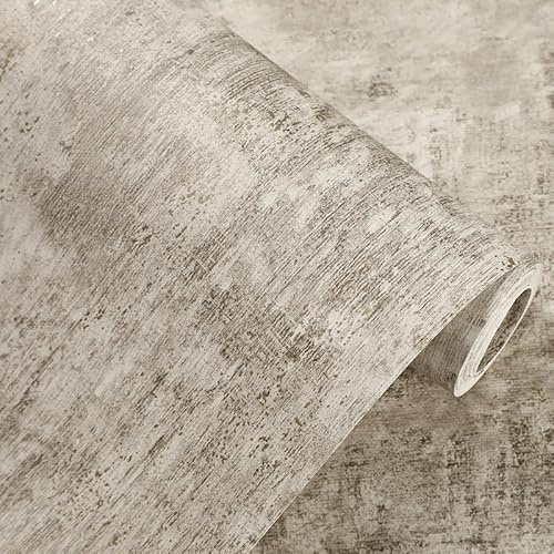 Cathpetic Cream Gold Concrete Wallpaper for Living Room, Bedroom, Fireplace 950 * 50CM=5m² Neutral Decorative Luxury Wall Paper with Distressed Pattern, Textured Finish & Metallic Detailing