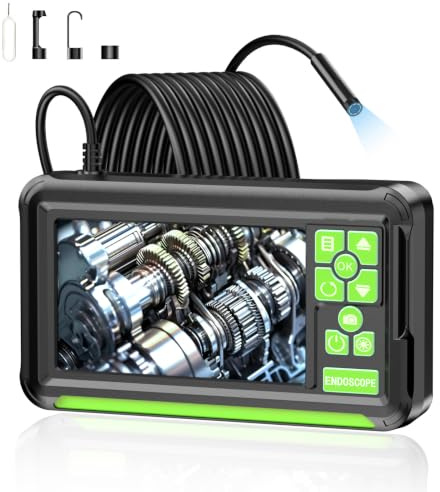 Endoskopkamera mit Licht 5M, Werkstatt Endoskop mit 4.3-Zoll-1080P-IPS-Bildschirm, Verstärktes 7.9MM Kanalkamera mit 1080P HD Endoskope Kamera, Rohrkamera, IP68-wasserdicht, Foto- und Videoaufnahme