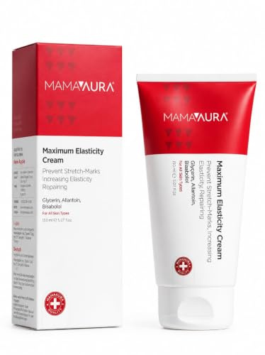 MAMAAURA Maximum Elasticity Cream 150 ml – kroppsvård för elastisk och hydrerad hud – med glycerin, allantoin och bisabolol – hamilelik Dönemi Cilt Bakım Kremi