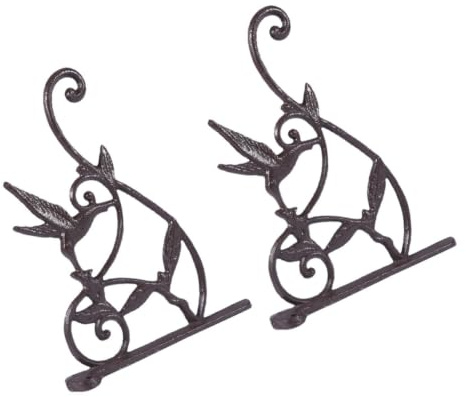 2pcs Iron Wrought Hanging Basket Bracket Black Outdoor Wall Mount Plant Hook with Stable and Sturdy Design for Daily Use and Holiday Decorations