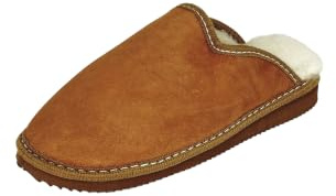 Reissner Lammfelle klassischer Pantoffel ZYPERN Veloursleder | echtes Merino Lammfell, camel hellbraun