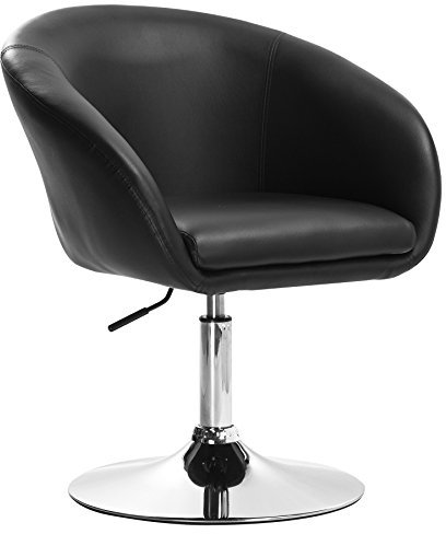 WOLTU Barhocker 1er Set, stufenlose Höhenverstellung, verchromter Stahl, Kunstleder, gut gepolsterte Sitzfläche mit Armlehne und Rücklehne, Schwarz