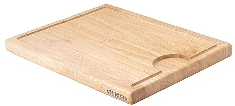 Continenta Tranchierbrett, Schneidebrett aus Gummibaumholz mit Saftrille, Größe: 37 x 29 x 2,7 cm