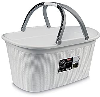 Stefanplast Korb Elegance, 58 x 38 x 28 cm, weiße Griffe
