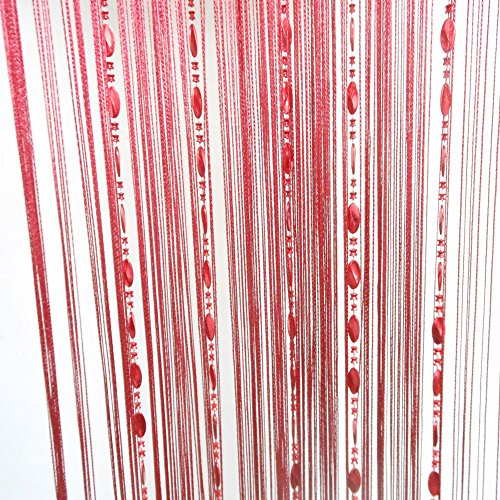 Tangpan Perlen-Türvorhang 100 x 200 cm, helle Knöpfe, Dekoration, Raumteiler, Fenster, Fliegengitter, Polyester, Rot, 100_x_200_cm