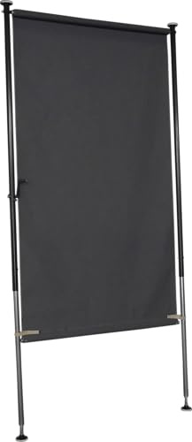 Angerer Balkonsichtschutz, Senkrechtmarkise mit Handkurbel, Terrasse/Balkon, Montage ohne Bohren, Made in Germany, hochwertiger Stoff, UV-beständig, höhenverstellbar, wasserabweisend, 120 cm Grau