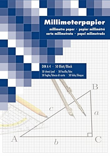 Millimeterpapier Zeichenblock technisches Zeichnen 50 Blatt DIN A4 2ér Pack
