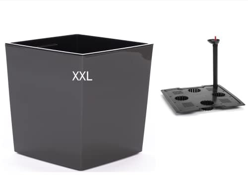 MELTOM Blumenkübel mit Bewässerungssystem aus Kunststoff in Hochglanz Pflanzkübel Blumentopf (Anthrazit, XXL)