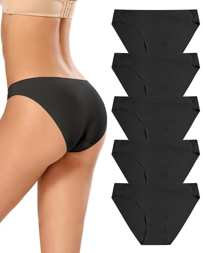 VOENXE Damens Bikinitrosor, Mjukseamless Andetagbara Trosor, Osynliga Komfortabla Slips, Hipster Underkläder För Kvinnor, 5-Pack