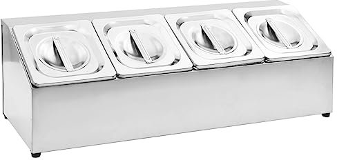 vidaXL Récipient Gastronorm avec 4 Bacs Organisateur de Nourriture Conteneur de Stockage Restaurant Hôtel Maison GN 1/6 Acier Inoxydable