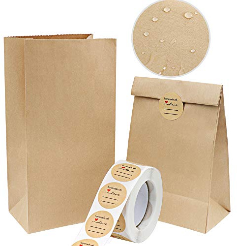 Vandicka 100Pcs Papiertüten Braun 24x13x8 cm Kraftpapiertüten, Essenstüten, Brottüten, Papiertüten Adventskalender, Geburtstag Hochzeit Weihnachten Geschenkverpackung