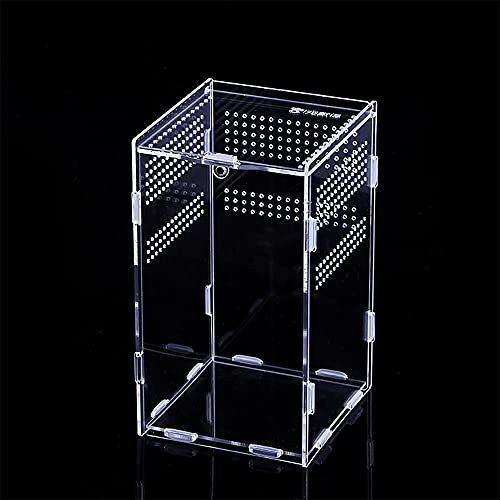 Reptil Fütterungsbox Acryl,Transparente Reptilienzuchtbox, Mini Terrarium Transportbox, für Reptilien Und Amphibien, Transparente Acryl Reptilienzuchtbox für Eidechse, Spide, Hornfrosch, Käfer