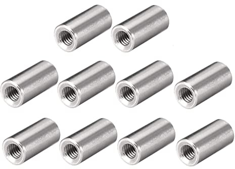 TERF® M6 (6mm) X 30mm Long Round Coupling Nut Female Threaded Bar Rod Studding Connector Round Deep Nut For Home Office Workshop Industrial Constructor and Multi Purpose Use - Pack of 10