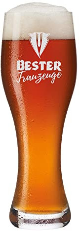 Hefeweizenglas Leonardo 500 ml mit Wunschmotiv - moderne Gravur - perfekt für Weizen, Hefeweizen, Pils - Hochzeit, Jahrestag, Trauzeugen - Geschenk - Motiv Bester Trauzeuge