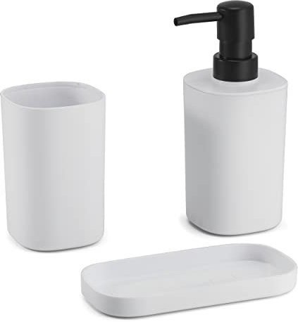 MSV Set di Accessori da Bagno Lona White da 3 Pezzi