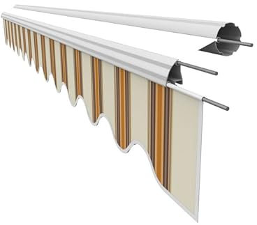 Leudus Markisen Volant Markisenbespannung Sonnenschutz Ersatzstoffe 4.85m*23cm SPD042 Sonnenmarkise fertig genäht