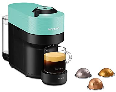 Nespresso Krups XN9204 Vertuo Pop Kaffeekapselmaschine | Kapazität: 560 ml | automatische Kapselerkennung | One-Touch-System | 4 Tassengrößen | verkürzte Aufheizzeit | nachhaltig | Aqua Mint