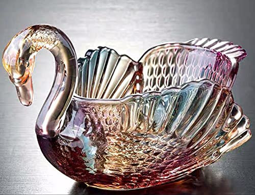 JUNYFFF Assiette de Fruits Verre en Cristal Coupe De Fruits Ménage Maison Créative Table Basse Pot De Bonbons Salon Moderne Maison Créative Artisanat décoratif,Multi Colored