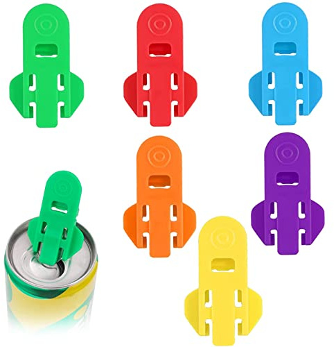 6 Pcs Beverage Can Protector Plastic Handheld Bottle Opener Cover Soda Protector Easy Can Opener Beer Opener for Family Beverage Barricade Soda Protector Tab Openers