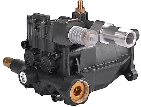 SurmountWay Pompe horizontale pour nettoyeur haute pression, arbre de 1,9 cm, pompe de rechange avec 3200 psi, 2,5 GPM, surface galvanisée noire, compatible avec Simpson, Honda, Homelite, Troybilt