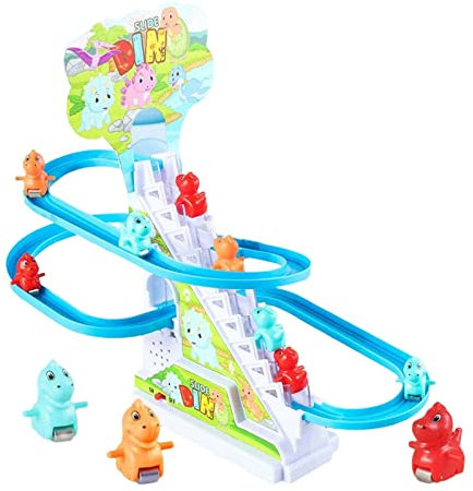 Baoblaze Kleines Dinosaurier-Rennbahn-Set mit blinkenden Lichtern, langlebiges Jagd-Spielset für drinnen, automatisches Dinosaurier-Tracks, Rutschspielzeug für, 12 Dinosaurier
