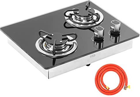 Wohnmobil-Gasherd, 2 Brenner, 1,8 KW Leistung, Gehärtete Glasscheibe, Küchen-Gasherd, Mehrstufige Feuerkrafteinstellung für Boot, Wohnwagen, Wohnmobil