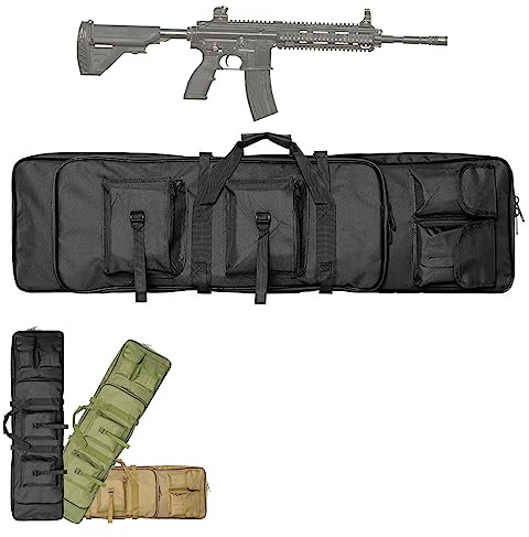 DFANCE Tactical Rifle Bag,Doppel Waffentasche Jagd wasserdichte Gewehrtasche mit 600D Oxford Stoffmaterial,Outdoor Camping Shotgun Bag Langwaffentasche,Black,100 * 30cm