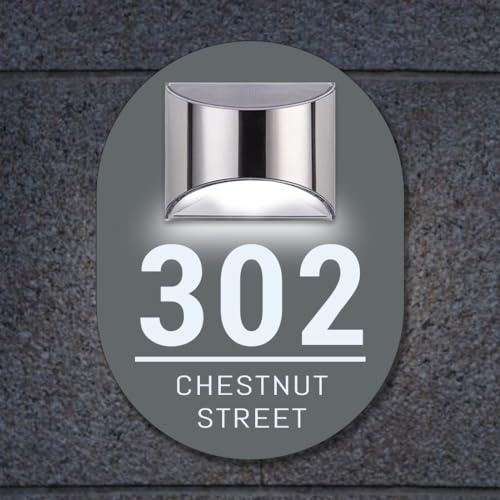 TATLETATLE Numéros lumineux personnalisés,plaque d'adresse éclairée plaque d'adresse personnalisée LED,panneau acrylique éclairé,cadeau de pendaison de crémaillère (panneau d'adresse solaire-C)