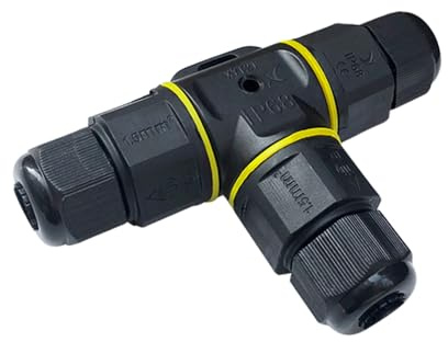 QitinDasen T-Form 3 Polig Wasserdicht Außen Kabelverbinder, IP68 Wasserdicht Abzweigdose Außen Kabelverbinder, für Kabeldurchmesser 5～9 mm (Schraube Typ)