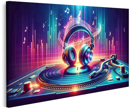 islandburner Prime Bild auf Leinwand für Kinderzimmer DJ Setup Turntable Plattenteller Bilder Wandbilder Poster