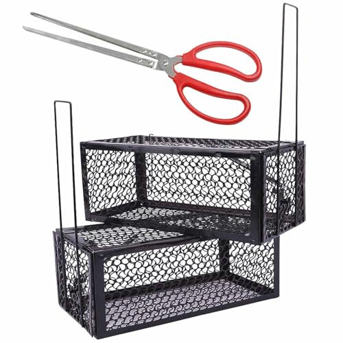 QISF 2 Pack Rat Traps - Humane Mouse Traps,Rat Cage Trap, with Long Serrated Pincers for Trap Mouse,Animal Live Cage Trap for Rats, Mouse, Rodents, Mice and Vermin,Fit for Indoors & Outdoors