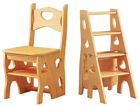 Wooden Folding Library Ladder Chair,Lightweight Portable Ladder Shelf,Multifunctional Step Stool,4 Step Stepladders Display Stand