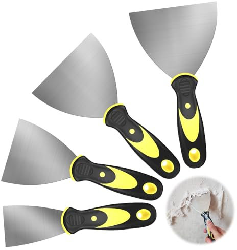 UKOFEW 4 Stück Putty Messer Spachtel Set,Edelstahl Malerspachtel mit Kunststoffgriff mit Aufhängeloch,für Tapeten/Abziehbilder/Trockenbau/Gips Schaben(1,5 Zoll; 3 Zoll; 4 Zoll; 6 Zoll)