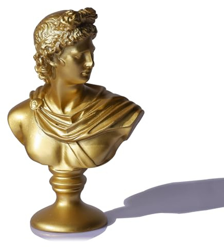 LCCCK 6 H Gold Apollo Bust Statue, Classic Greek Mythology, Roman Decor, Shelves David Aesthetic for Small Statues - Dark Academia Bookshelf Room Decor Bust Sculptures