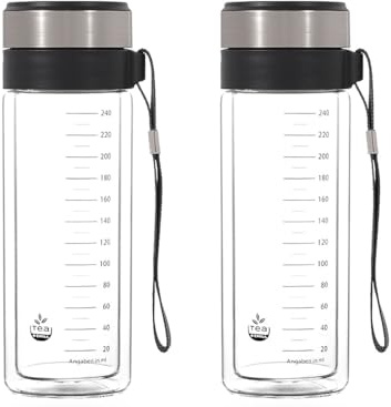 tea4chill 2 Stück Matcha-Shaker MATCHAquick: Teeflasche aus Glas 280ml für die schnelle Matcha Tee Zubereitung ohne Besen. Thermoflasche für Daheim oder im Büro.